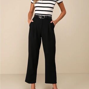 NWT Lulus Exceptionally Appreciated Black High Rise Wide Leg Trouser Pants
